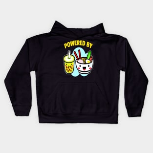 Powered By Bubble Tea Ramen Drink Lover Cute Kawaii Boba Kids Hoodie